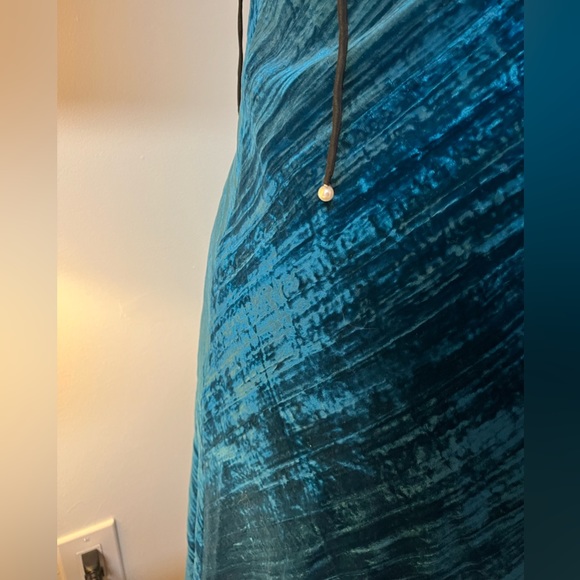 Kate Moss 90s! Gorgeous teal crushed velvet slip dress - Picture 6 of 9